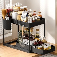 Under Sink Storage Organiser Shelf Spice Rack Pull Out Drawer Kitchen 2 Tier UK Drawer Shelf price