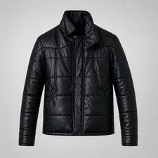 ZARA MAN Basic Black Faux Leather Puffer Jacket Quilted Zip Coat Size S UK Men Men's Coat price