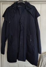 Cotton Traders Men’s Navy Hooded Mid-Length Rain Coat Polyester 5XL Zip/Button Men's Coat price