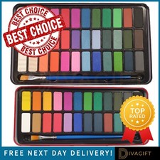WATERCOLOUR PAINT BLOCK SET & BRUSH MAJOR ARTIST WATER COLOUR PAINT TIN BRUSHES Watercolour Paint price
