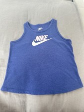 Nike Girls Blue Sleeveless Tank Top Age 6–7 Logo Sports Vest Summer Activewear Girls' Vest price