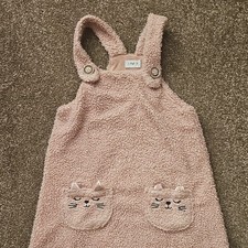 F&F Girls Pink Teddy Cat Dungaree Outfit Pockets Embroidered 4-5 Years Baby Mevlut Outfit price