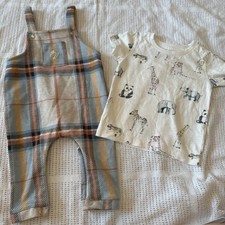 6-9 Months Baby Boy River Island Dungarees & Next Safari Top Bundle Baby Mevlut Outfit price