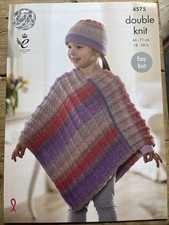 Knitting Pattern King Cole DK 4575 Girls Poncho/Hat/Warmers  Age 6mths -7 Years Girls' Poncho price