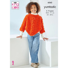 King Cole Pattern Girls Poncho and Hoodie knitted in Yumtastic 6562 Girls' Poncho price