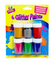 6 Glitter Paints Children Kids Face Fabric Finger Painting Art Craft Create Fun Face & Finger Paint price