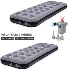 Single Inflatable Airbed Single Flocked Air Bed Camping Mattress Electric Pump Air Mattress price