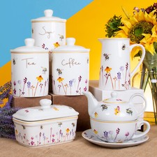 Busy Bees Teapot Afternoon Tea Party Tableware Set Coffee Mugs Storage Canisters Tea / Teapot Sets price