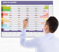 2026 Wall Planner A1 - A2 - A3 Full Year Calendar Home Office Work Colourful Planner price