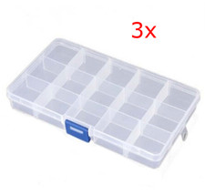 3x 15 Compartment Storage Box Jewellery Making Beads Case Container Plastic Storage Containers price