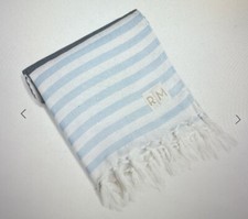 RACHEL MIRIAM Positano Turkish Style Towel Sea Blue Striped Luxurious NWT Sealed Turkish-Style Toilet price
