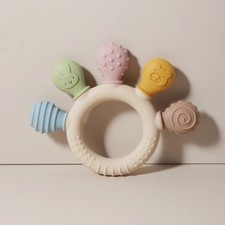 Cute Silicone Baby Teething Ring - Teether Toy Multi-Colour for Babies Baby Toys price
