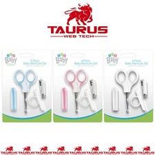 4x Pcs BABY MANICURE SET Nail Clippers Safety Scissors File Cover 0+M Toddler UK Baby Scissors price
