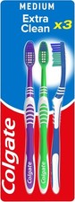 Colgate Extra Clean Medium Manual Toothbrush (Assorted) with a Pack of 3 Toothbrushes price