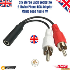 3.5mm Stereo Jack Socket to 2 (Twin) Phono RCA Adapter Cable Lead Audio AV UK Audio Cable price