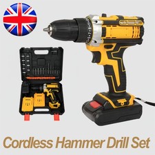 21V Cordless Hammer Drill Set Electric Impact Driver Screwdriver + 2 Battery UK Drills price