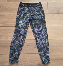 USAPRO Girls Abstract Print Ankle Leggings Black Multi 9-10 Years Girls' Leggings price