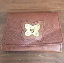 Women’s Brown Faux Leather Tri-Fold Wallet Folding Snap, Card Slots & ID Window Women's Wallet price