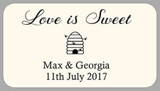 Mini Ivory Love Is Sweet Bee Hive Labels Wedding Favour Honey Jam Jar Stickers Honey and Jam price