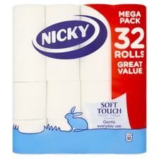 Nicky Soft Touch Toilet Tissue Extra Value Pack – 32 Rolls of Extra Gentle White Toilet Paper price
