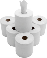 6 PACK 2 PLY WHITE EMBOSSED CENTRE FEED PAPER WIPE ROLLS 2 PLY ROLLS HAND TOWELS Paper Towels price