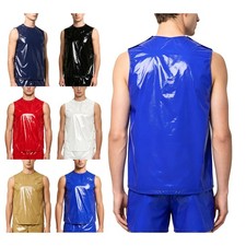 UK Mens Vest Round Neck Tops Exercise Tank Adult Undershirts Shiny T-Shirts Soft Men's Tank Tops / Undershirts price