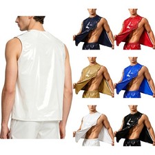 UK Mens Vest Round Neck Tops Exercise Tank Adult Undershirt Shiny T-Shirts Soft Men's Tank Tops / Undershirts price