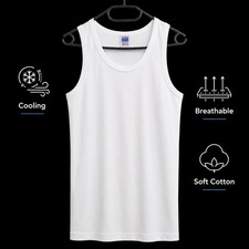 3 Men’s White Cotton Tank Top Vest 100% Cotton Sleeveless Undershirt Summer Gym Men's Tank Tops / Undershirts price