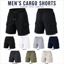 MENS CARGO SWEAT SHORTS FLEECE SUMMER JOGGER GYM TRAINING CASUAL SHORTS POCKETS Men's Shorts price