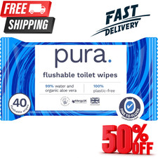 Pura Flushable Moist Toilet Tissue Wipes, 1 Pack of 40 Wet Wipes, 100% Plastic Wet Wipes price