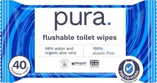 Pura Flushable Moist  Toilet  Tissue Wipes, 1 Pack Of 40 Wet Wipes UK Wet Wipes price