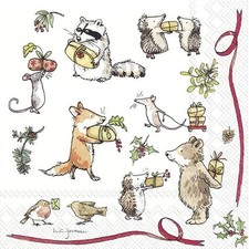 4 x Paper Napkins/33cm/3Ply/Decoupage/Craft/Christmas/Animals/Presents for You Napkin price