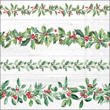 4 x Paper Napkins/33cm/3Ply/Decoupage/Craft/Christmas/Winter Leaf Garlands Napkin price