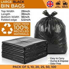 EXTRA STRONG BLACK HEAVY DUTY BIN LINERS BAGS RUBBISH WASTE REFUSE SACKS 200G UK Bin Bags price