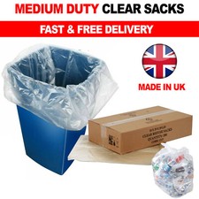 100 X Clear Refuse Sacks 140G Large Bin Liners Rubbish Waste Recycling Bags 90L Bin Bags price