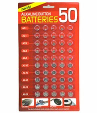 NEW 50 ASSORTED BUTTON CELL WATCH BATTERY BATTERIES AG 1 / 3 / 4 / 10 / 12 / 13 Battery price