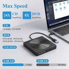 External USB 3.0 Type C CD DVD RW Drive Player Reader for Windows 11 Mac OS CD & DVD Drives price