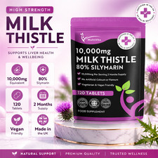 MILK THISTLE 10,000mg - 120 Tablets High Strength 80% Silymarin 2 Month Supply Herbal Supplements price