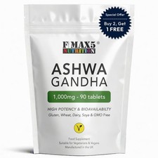 Ashwagandha Root Extract 1000mg x 90 Tablets KSM66 Vegan Stress Supplement Herbal Supplements price