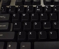 English UK BLACK Stickers with White Letters - laptop,PC,computer, keyboard English price