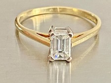 18ct Gold 0.5ct Diamond Solitaire Ring Emerald Cut 18 Carat 18K  Natural Diamond Diamond Solitaire Ring price