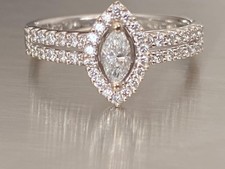 Beaverbrooks 18ct Gold 0.48ct Diamond Ring Marquise Natural Diamond 18 Carat 18K Diamond Solitaire Ring price