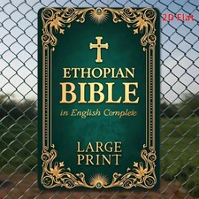 Ethiopian Bible in English Complete LARGE Blue Gemstone Cross on Gold Embroider* Religious Books price