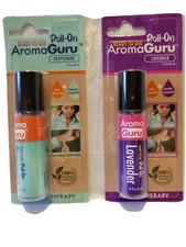 Lot Of 2 NEW AromaGuru Roll-ons Peppermint & Lavender Essential Oils .27 oz 02B8 Roll-Ons price