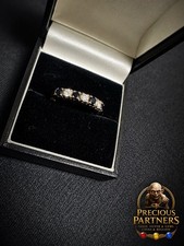 9ct Yellow Gold Band Ring with Blue Sapphire and clear stones  Size q Gold Ring price