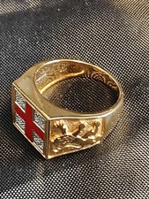 VINTAGE ENGLAND FLAG (FOOTBALL) DIAMOND STERLING SILVER GOLD VERMEIL RING LTD ED Gold Ring price