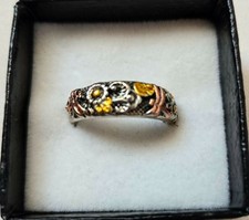 Dragonfly Sterling Silver & 18K Gold  & Copper Band Ring Size 8 Gold Ring price