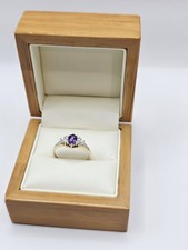 9ct Gold Natural Tanzanite & Diamond Ring Size P Fully Hallmarked Gold Ring price