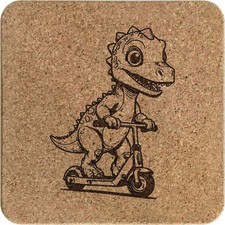 'Dinosaur on Scooter' Square Cork Trivet / Pot Stand (TR00033239) Scooter price