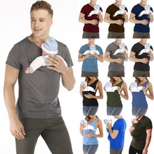 Kangaroo Pocket T-shirt Baby Carrier Short Sleeves Mother Father Top Safe Shirts Baby T-shirt price